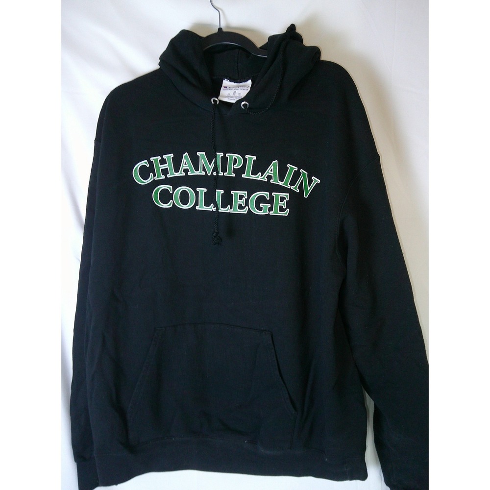 Champion Champlain College Hoodie Sweatshirt Black Pullover Men's Size XL